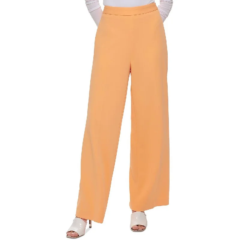 DKNY Womens Side Zip Flat Front Wide Leg Pants