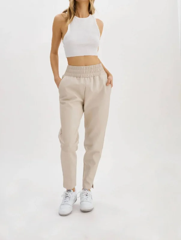 Nineta Leather Joggers In Bone