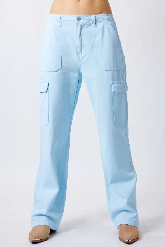 Straight Cargo Pants In Light Blue