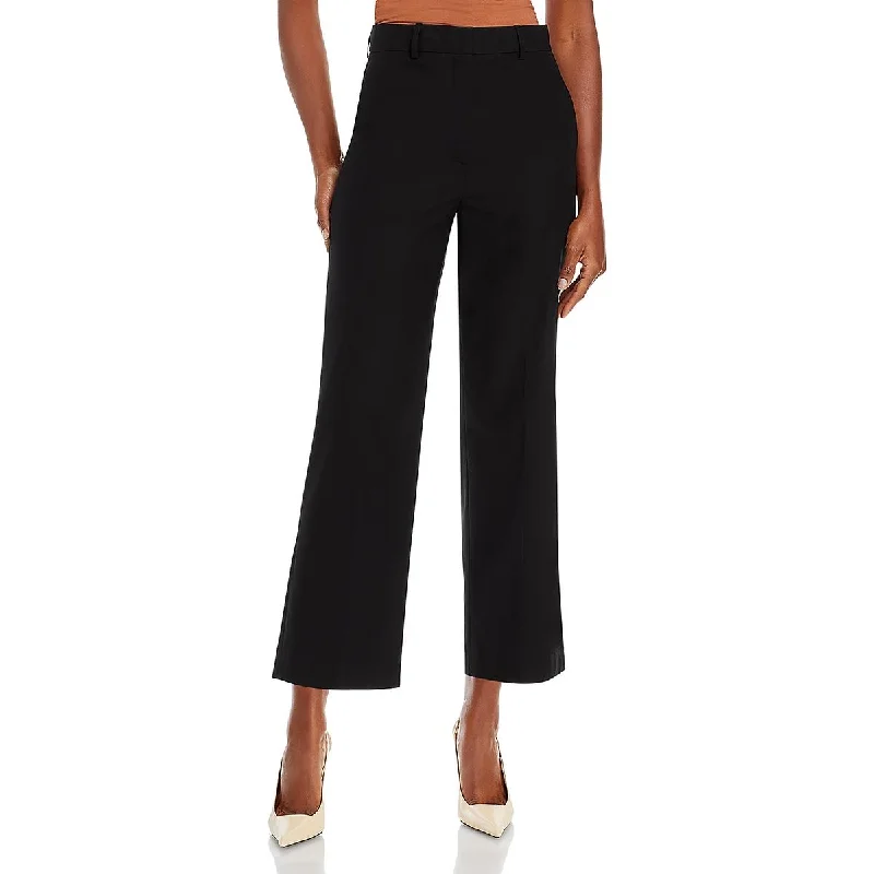 Theory Womens Flare Legs Pleated Cropped Pants